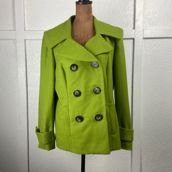 Antonio Melani Chartreuse Wool Blend Peacoat Women’s Size 8 - Picture 1 of 9
